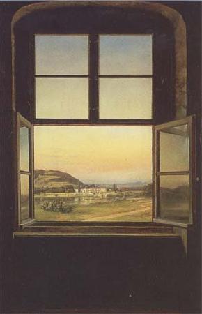 johann christian Claussen Dahl View through a Window to the Chateau of Pillnitz (mk09) oil painting image